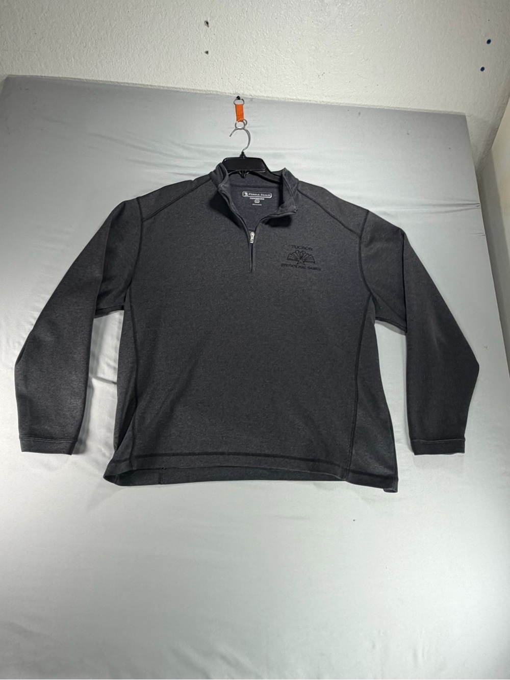 Pebble Beach Men L 1/4 Zip Performance Pullover Charcoal Gray Golf Sweater